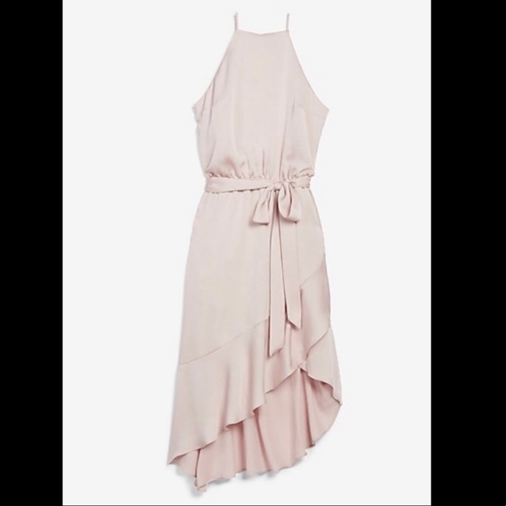 Express high neck asymmetrical Fit & Flare dress